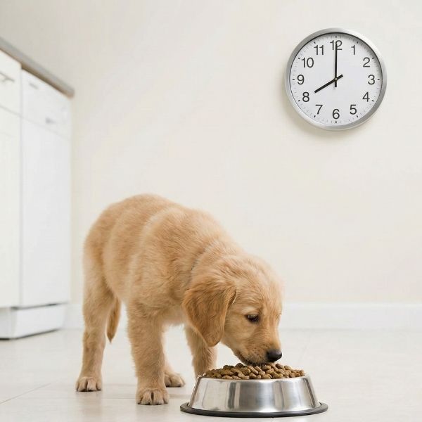 puppy eating food